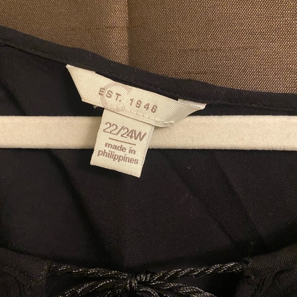 Cato Black Boho Plus Size Brocade Stiching Top - Picture 2 of 5